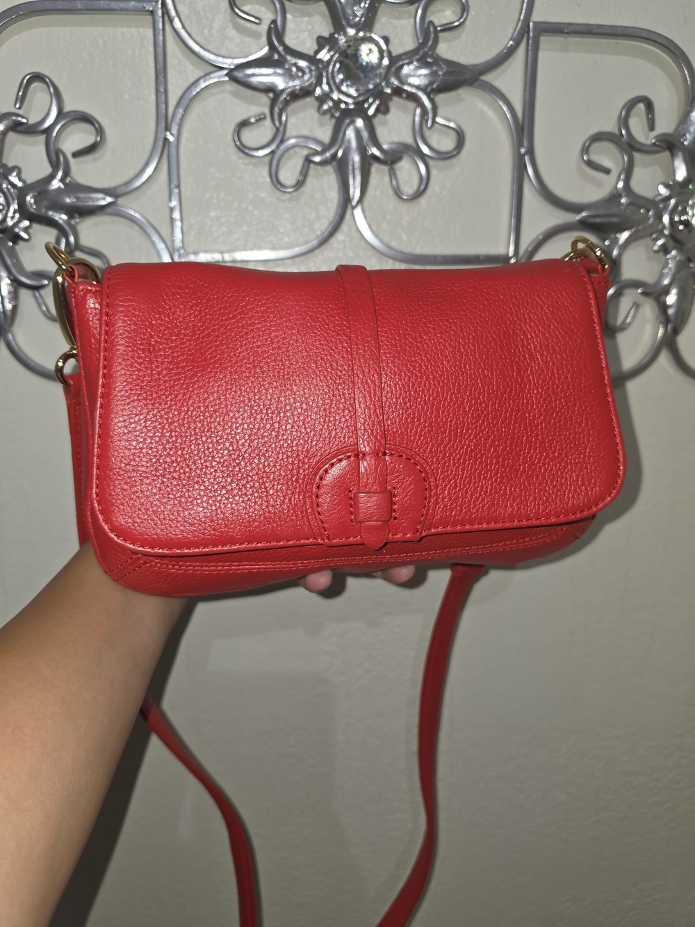 Red Leather Crossbody Shoulder Bag LIKE NEW